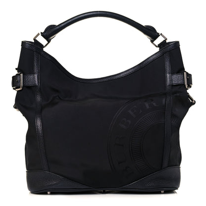 Burberry Nylon Calfskin Logo Hobo Black 1 of 10