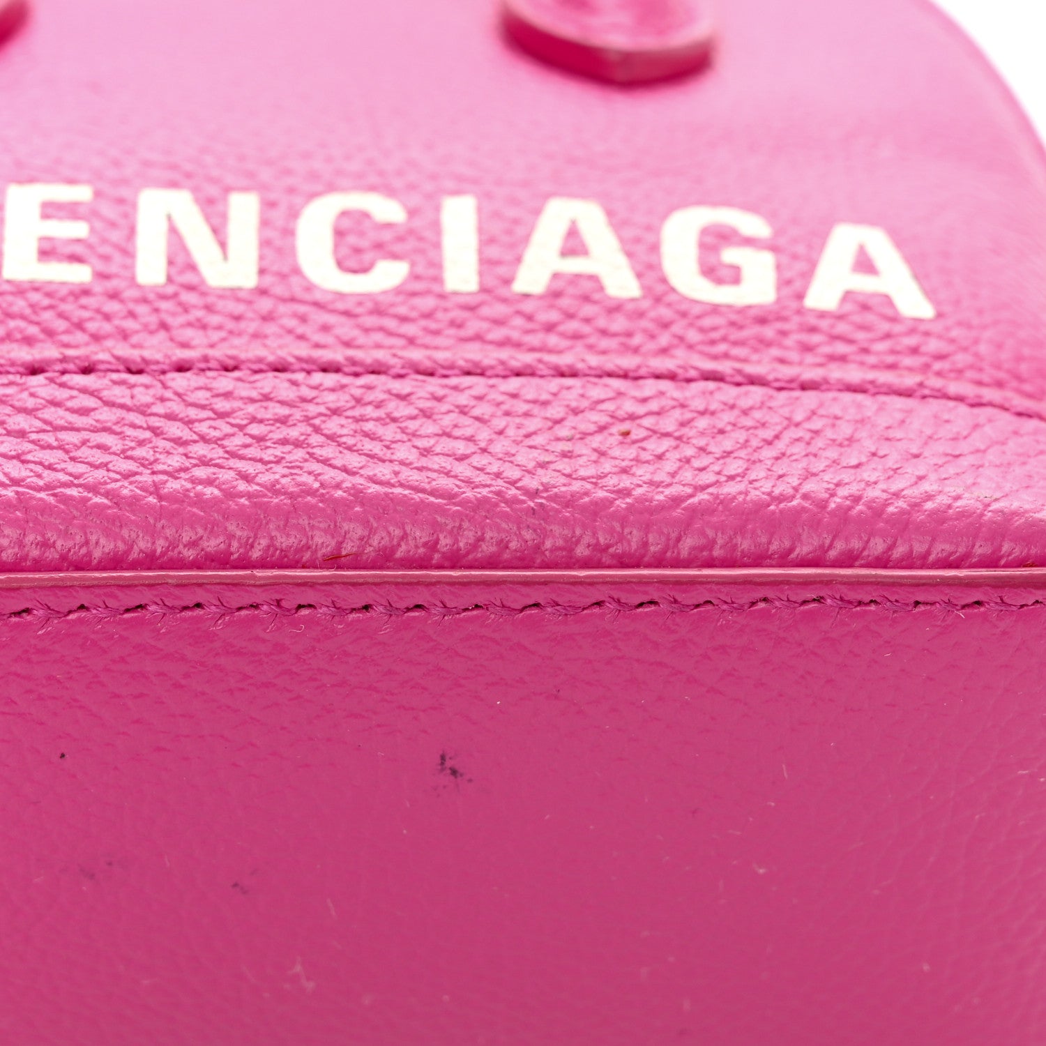 Balenciaga Grained Calfskin Logo Mini Ville Top Handle Bag Fuchsia White 11 of 13