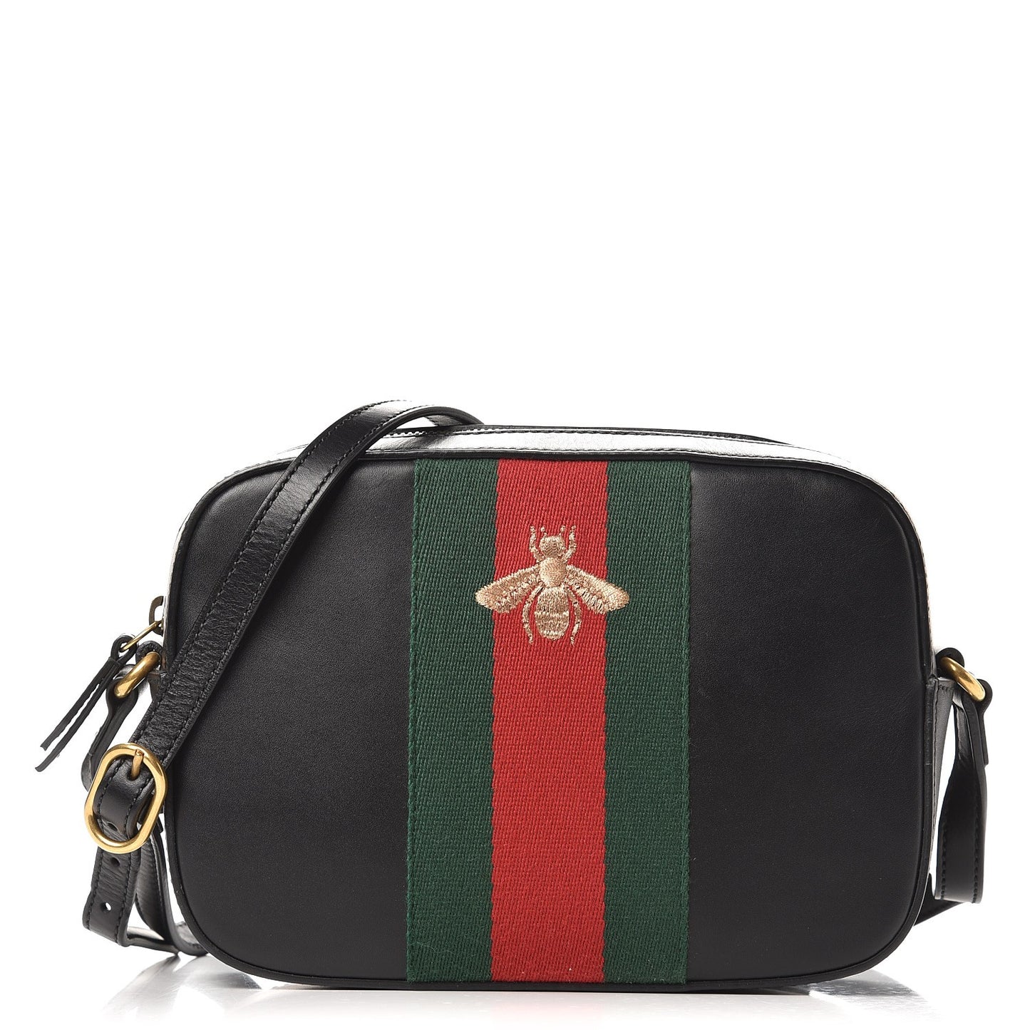 Calfskin Web Small Webby Bee Shoulder Bag Black
