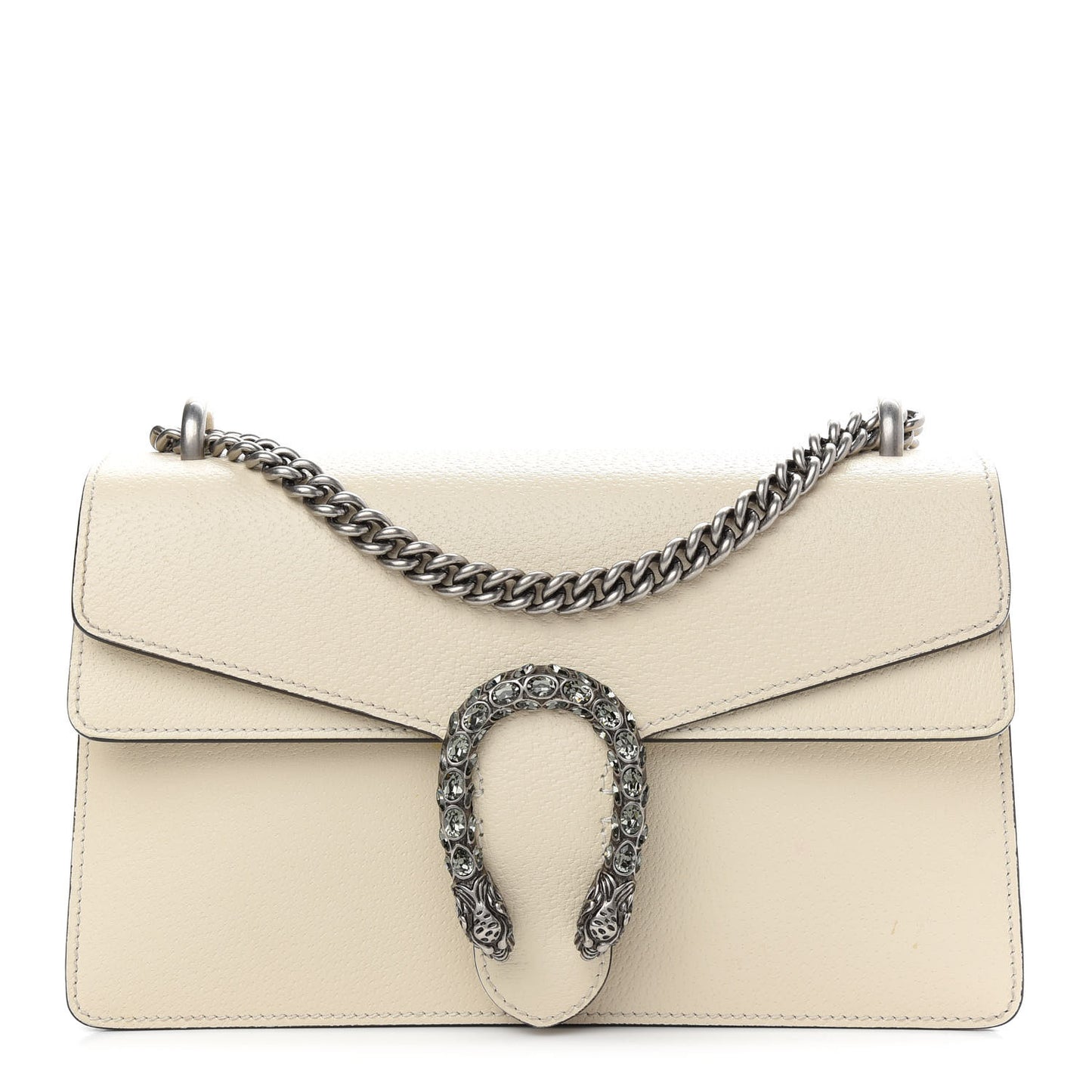 Textured Calfskin Crystal Small Dionysus Shoulder Bag Mystic White