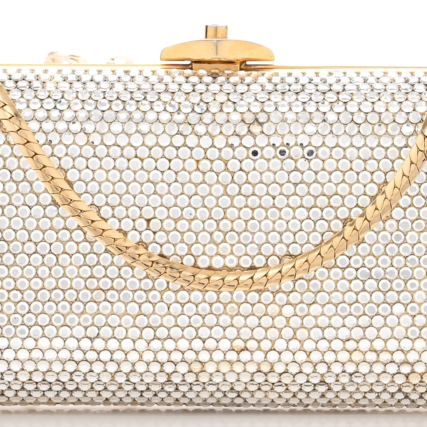 Swarovski Crystal Pearl Floral Minaudiere Clutch Gold Multicolor