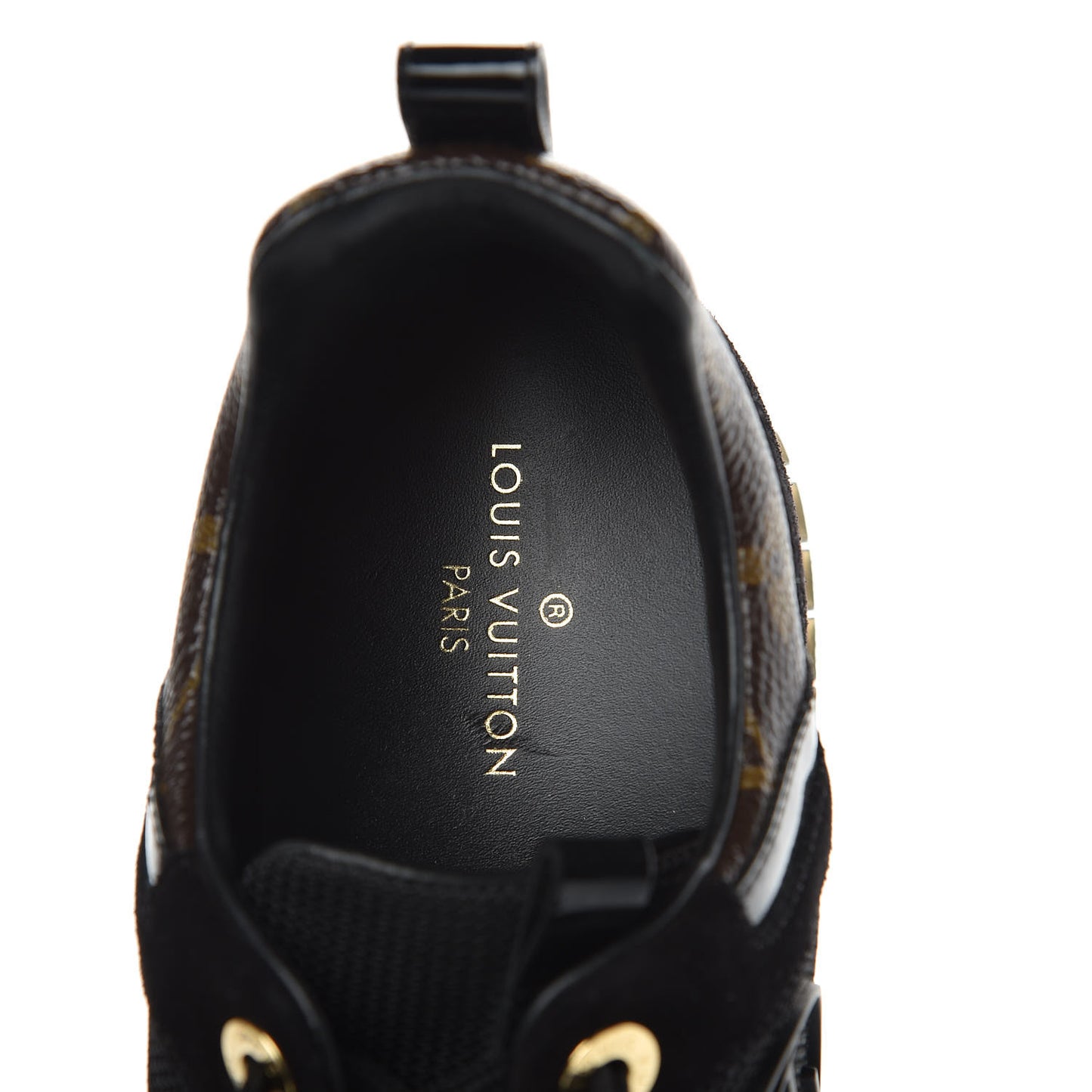 Suede Monogram Run Away Sneakers 36 Black