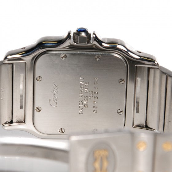Cartier Stainless Steel 18K Yellow Gold 29mm Santos De Galbee Quartz Watch 6 of 15