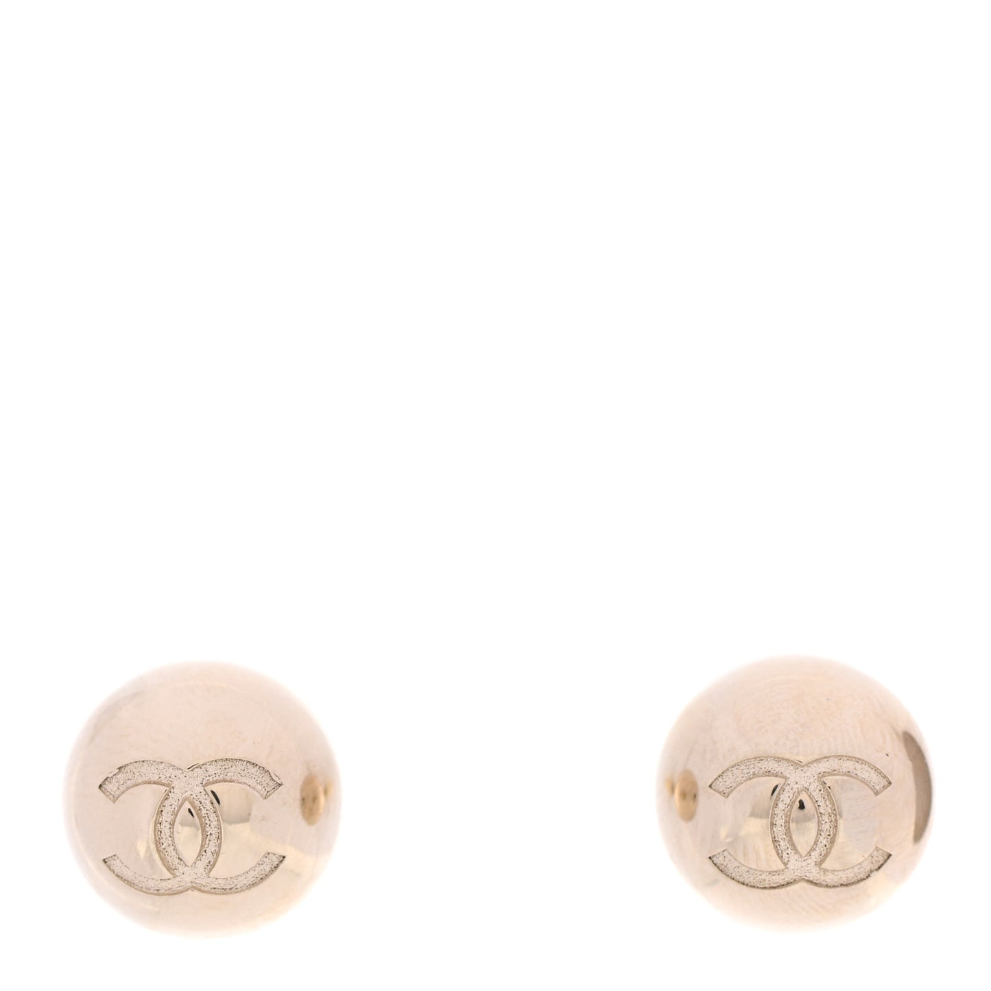 Metal Bead CC Stud Earrings Gold