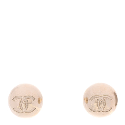 Chanel Metal Bead CC Stud Earrings Gold 1 of 4