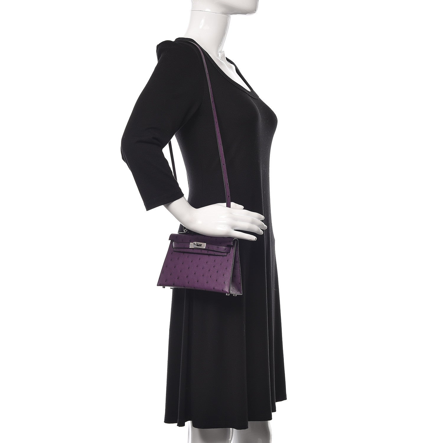 Hermes Ostrich Kelly Sellier Mini 20 Violine 2 of 11
