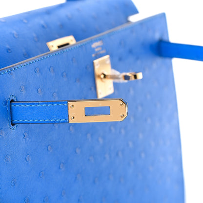 Hermes Ostrich Kelly Sellier 25 Bleuet 22 of 40