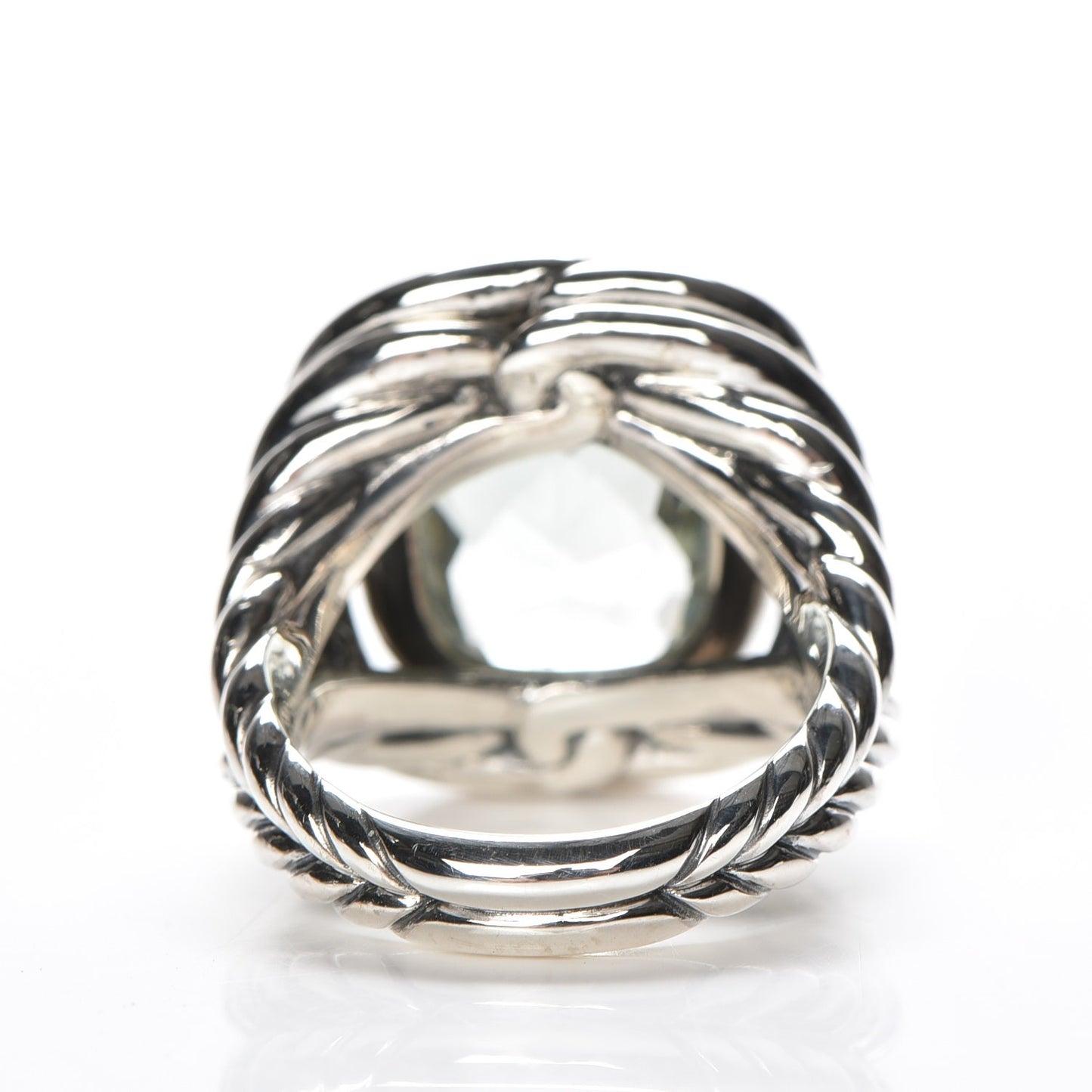 Sterling Silver Diamond Prasiolite 14mm Labyrinth Ring 54 7