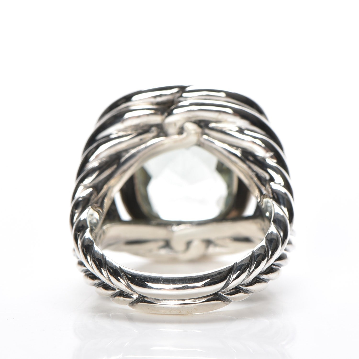 David Yurman Sterling Silver Diamond Prasiolite 14mm Labyrinth Ring 54 7 4 of 6