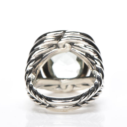 David Yurman Sterling Silver Diamond Prasiolite 14mm Labyrinth Ring 54 7 4 of 6