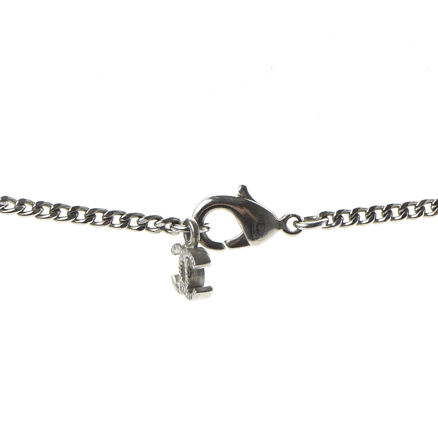Crystal Baguette CC Necklace Silver Blue