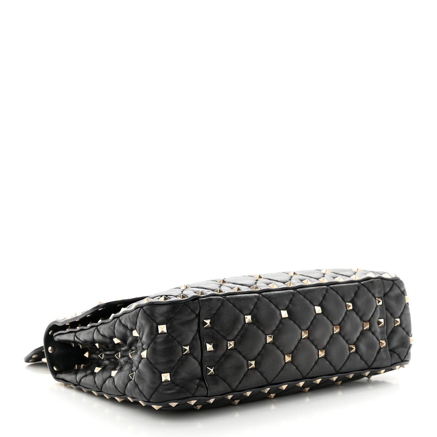 Nappa Medium Rockstud Spike Shoulder Bag Black