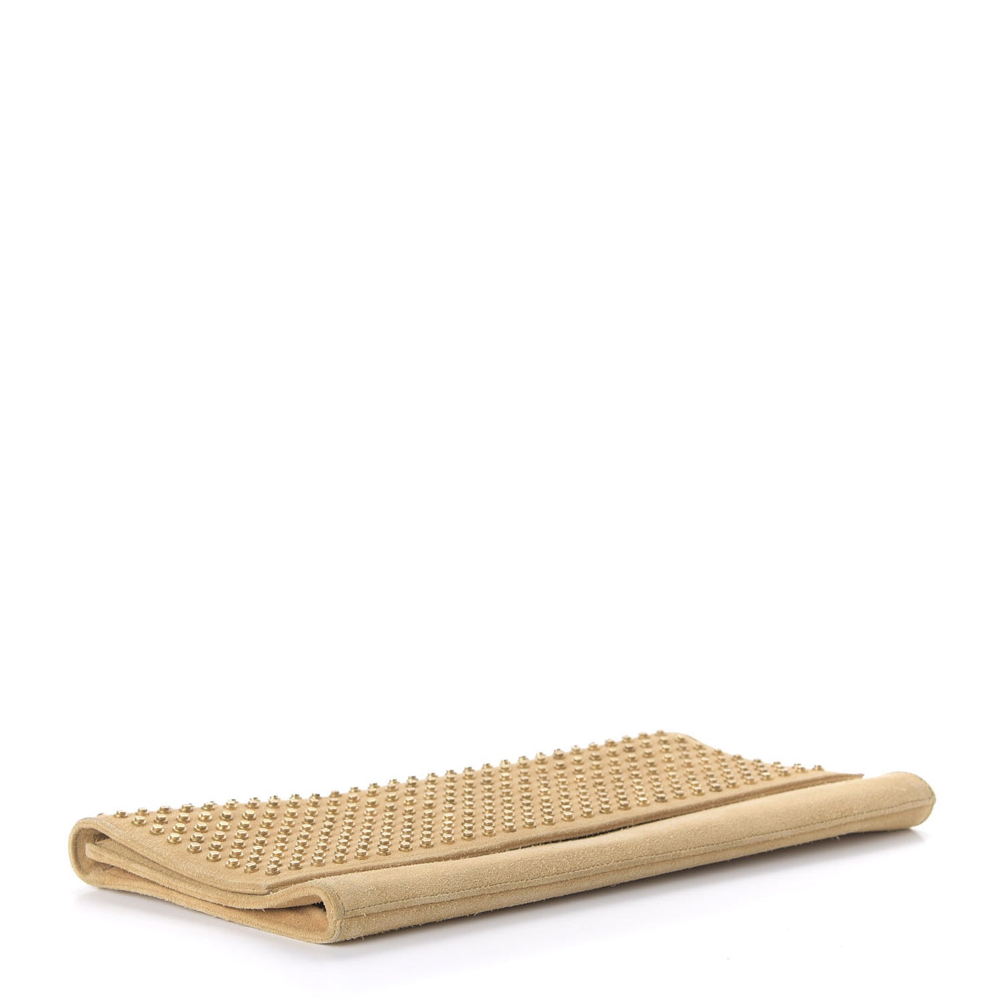 Suede Studded Diagonal Clutch Beige