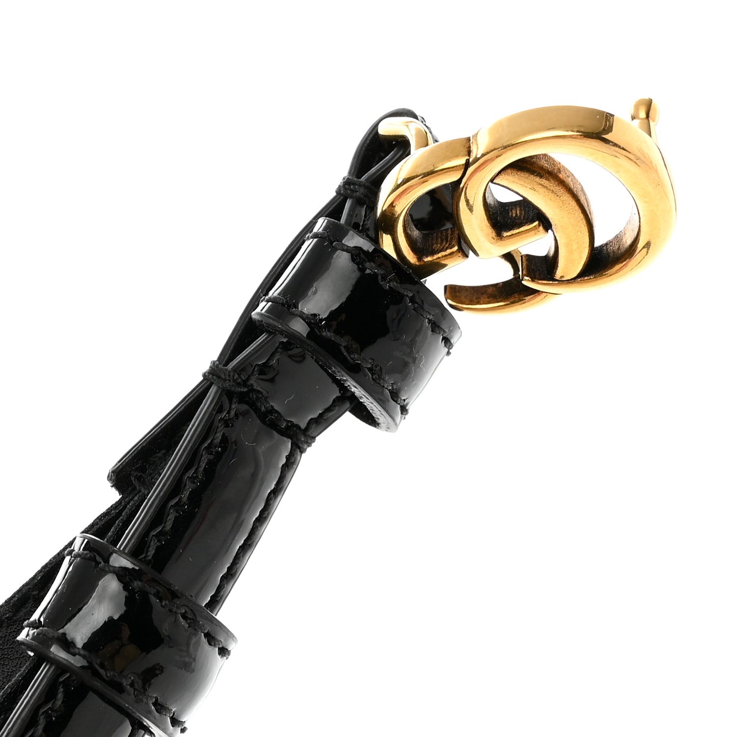 Patent Double G Thin Belt Black