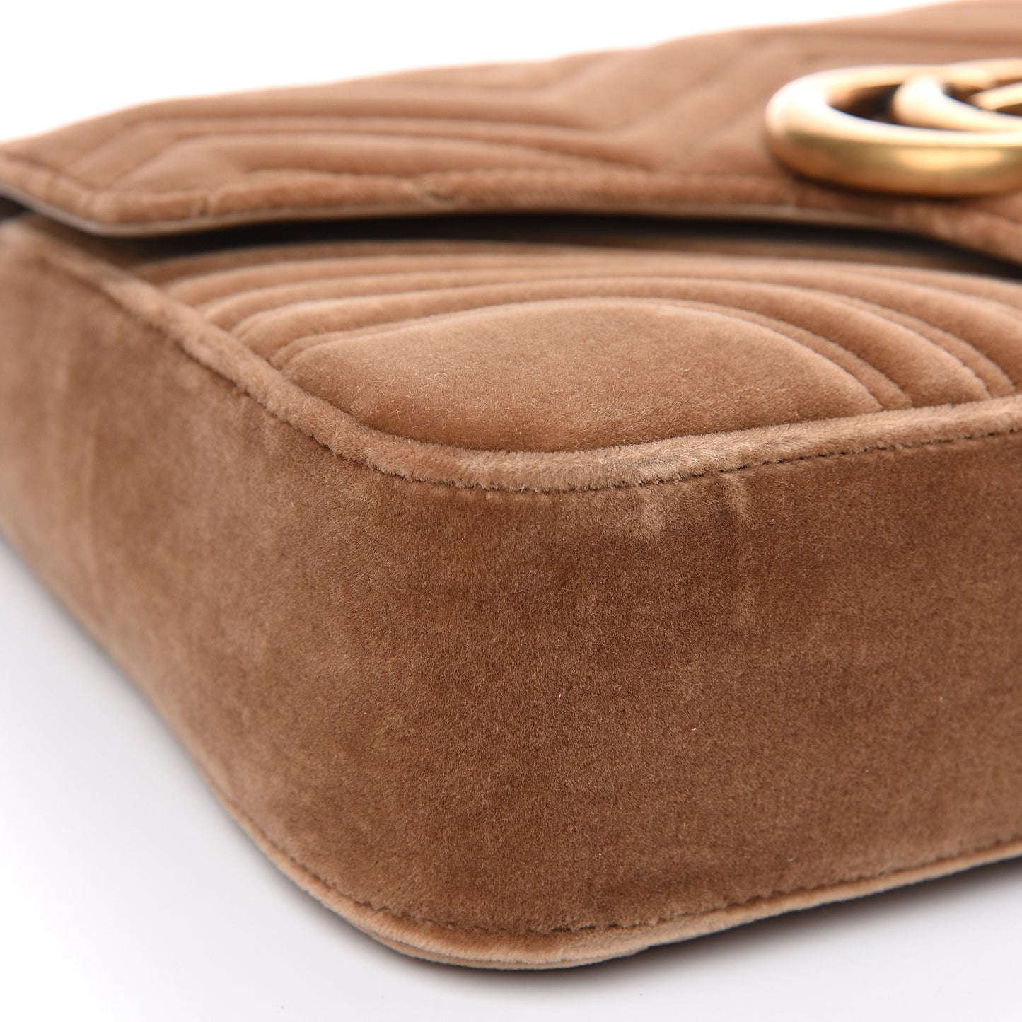 Velvet Matelasse Medium GG Marmont Shoulder Bag Taupe