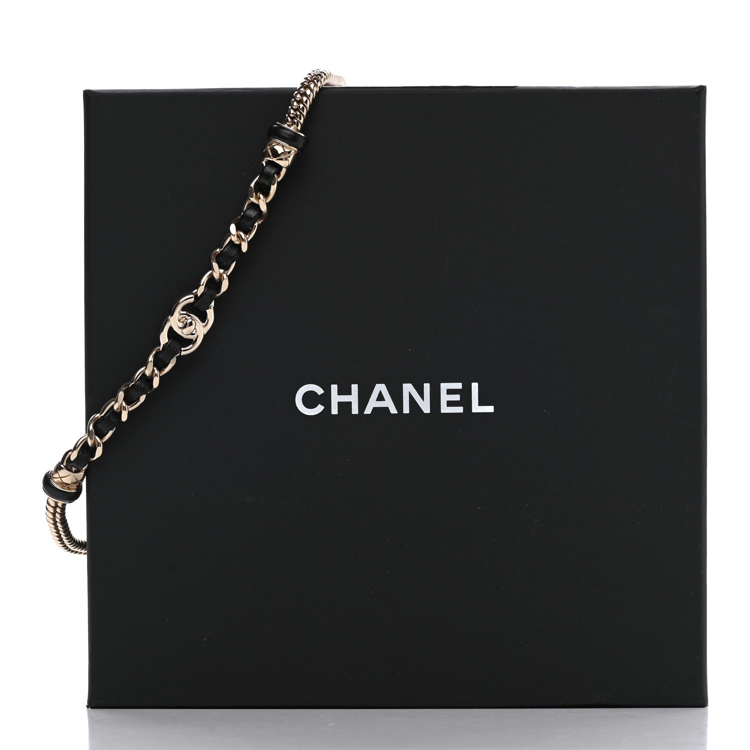 Chanel Metal Lambskin CC Turnlock Choker Necklace Black Gold 7 of 7