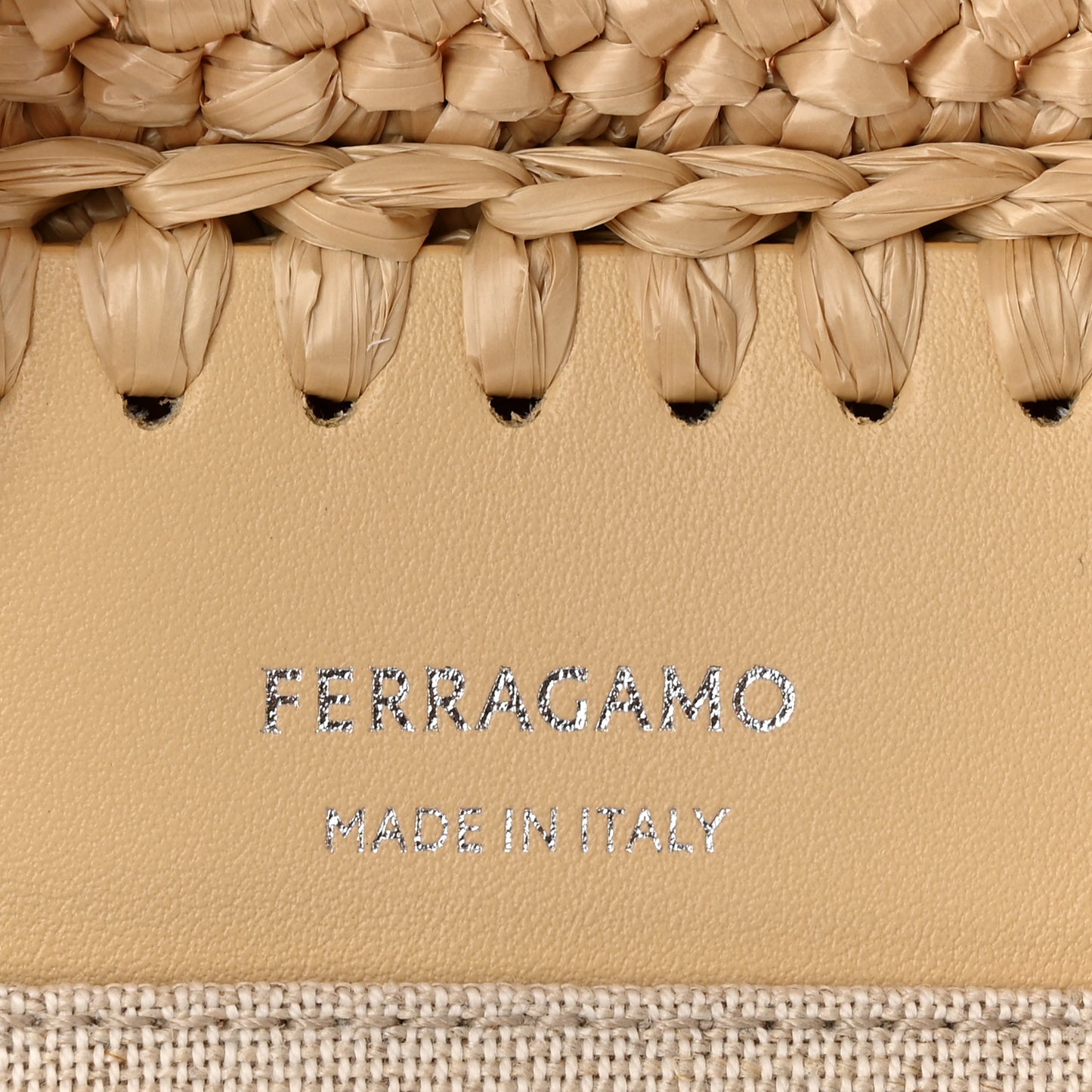 Raffia Calfskin Cut Out Large Tote Natural