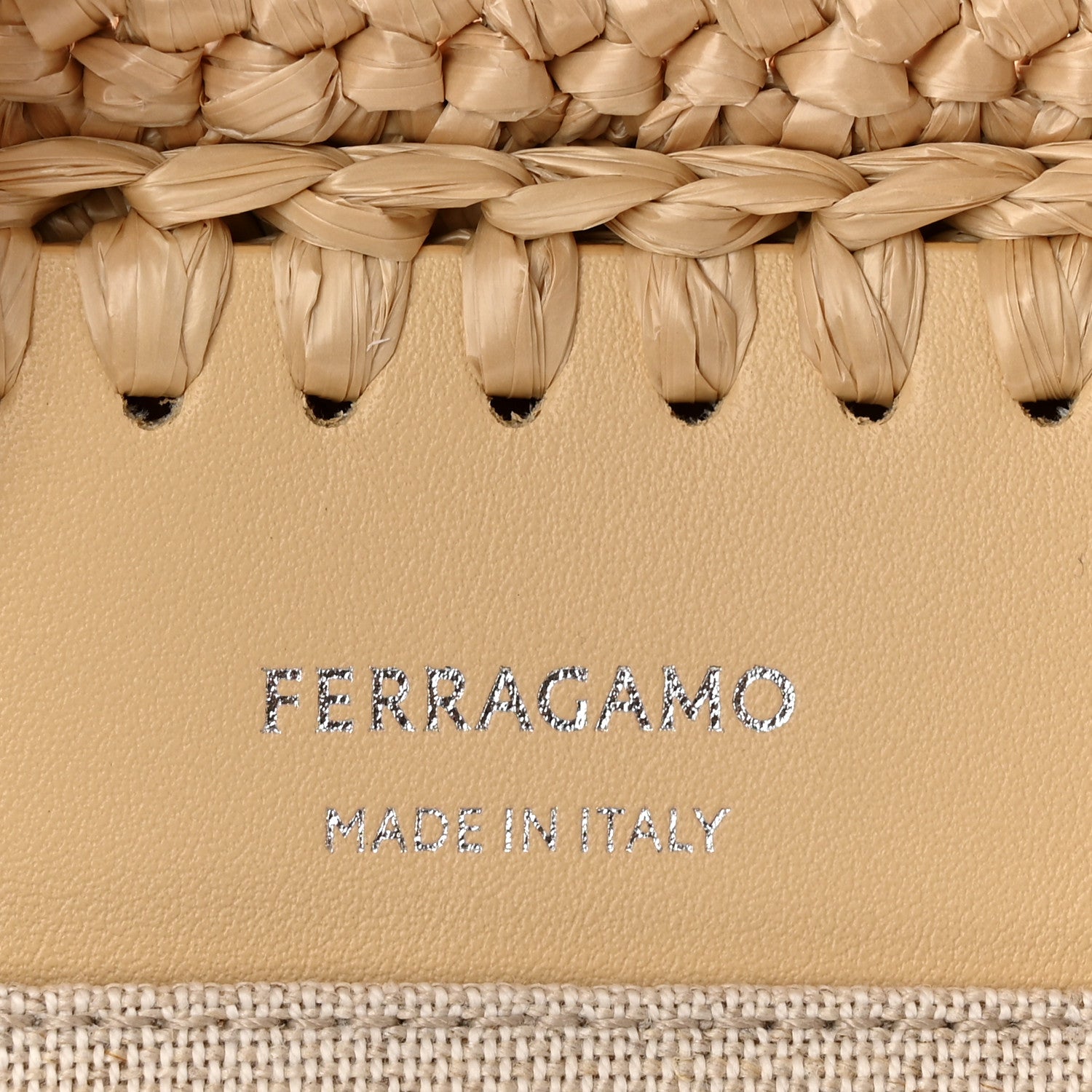 Salvatore Ferragamo Raffia Calfskin Cut Out Large Tote Natural 6 of 11
