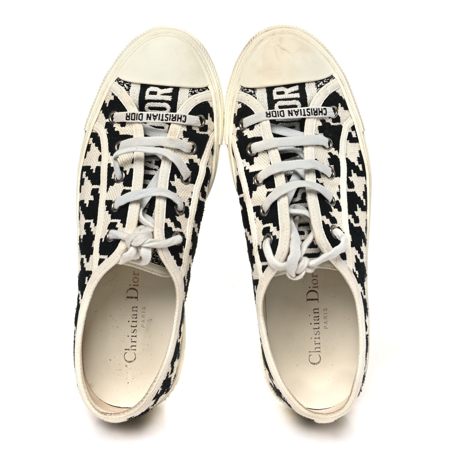 Christian Dior Canvas Macro Houndstooth Embroidered Womens Walk'N