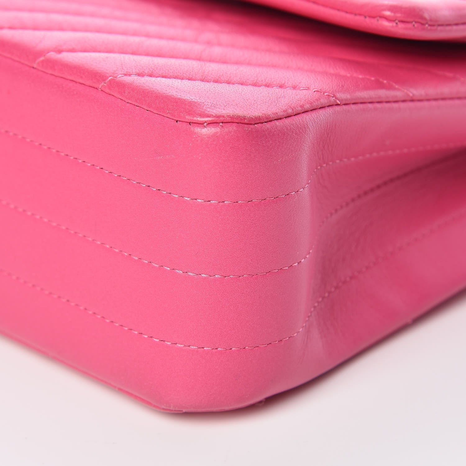 Chanel Lambskin Chevron Quilted Medium Double Flap Pink 14 of 18
