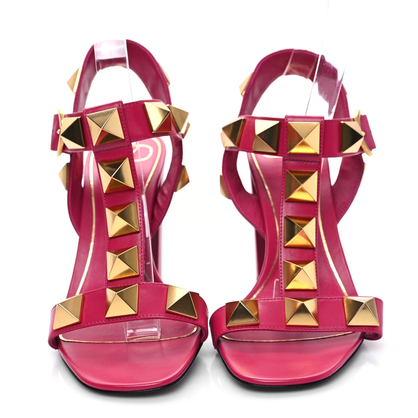 Calfskin Roman Stud T-Strap 90mm Sandals 38 Blossom