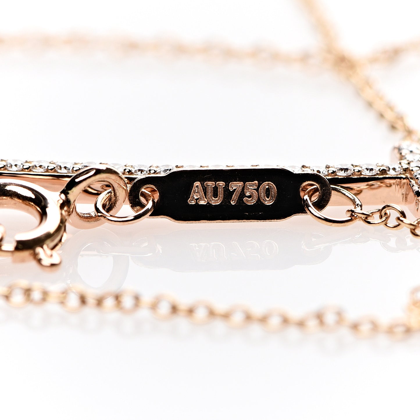 18K Rose Gold Diamond T Smile Pendant Necklace