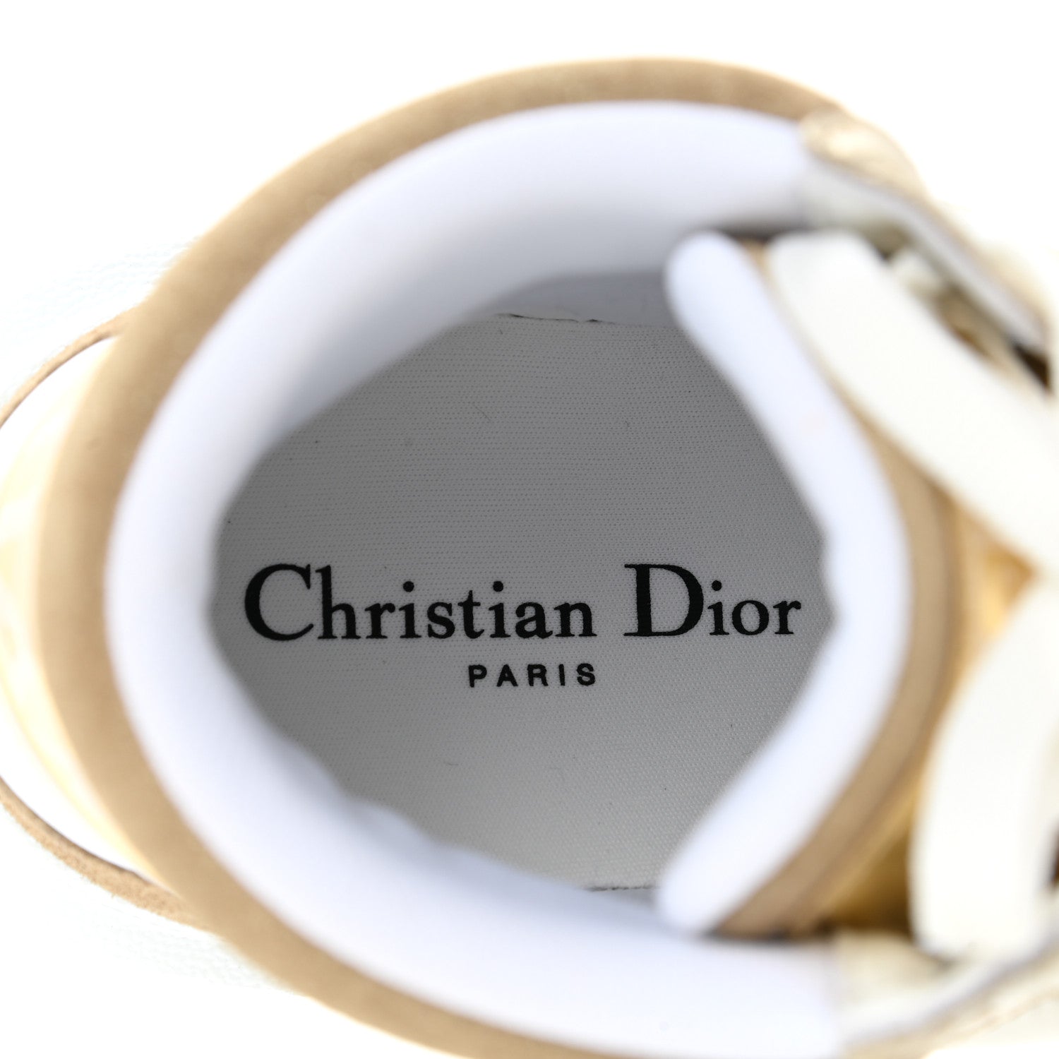 Christian Dior Nylon Laminated Calfskin Womens D-Player High Top Sneakers 39.5 White Gold 7 of 8