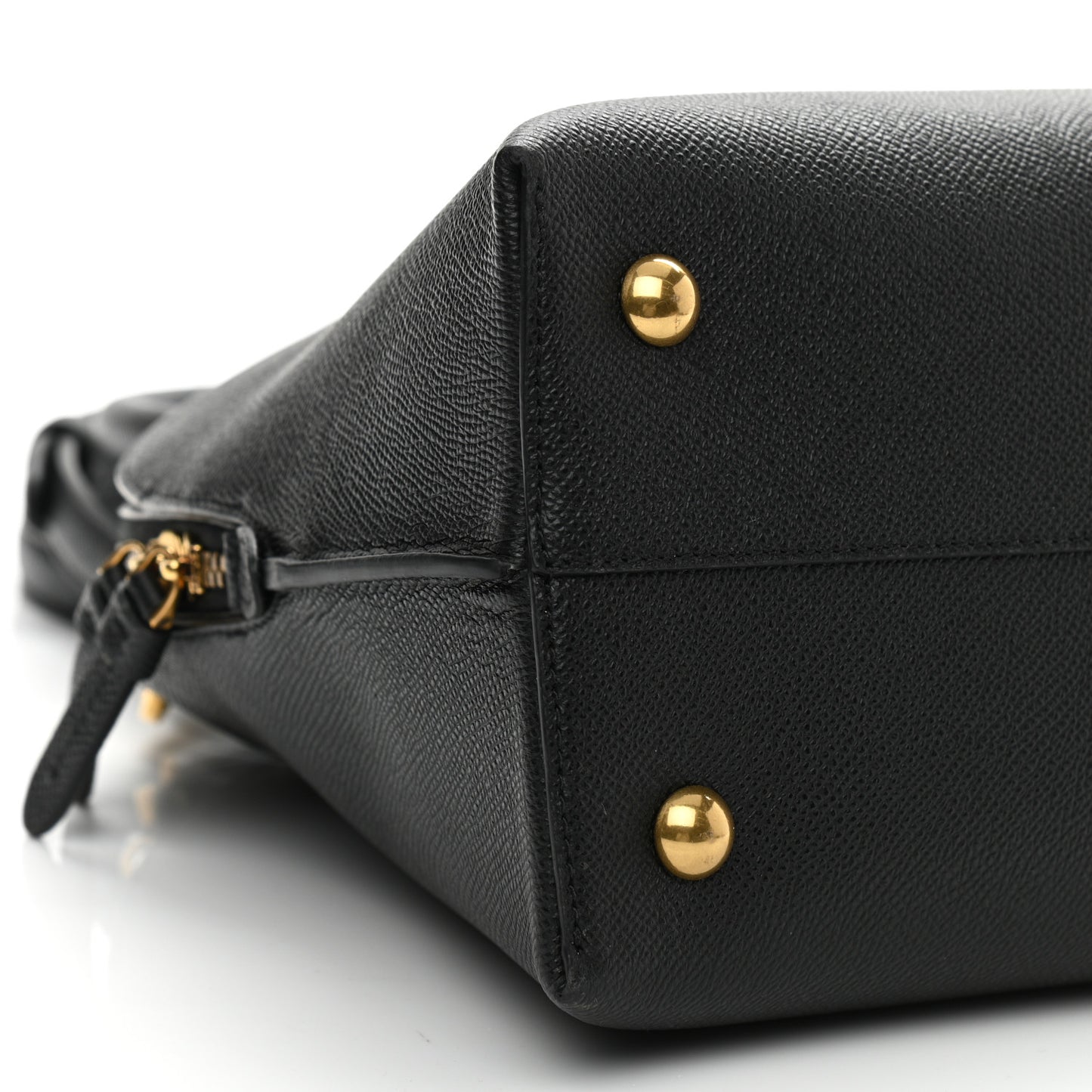 Hammered Calfskin Medium Gancini Top Handle Bag Black