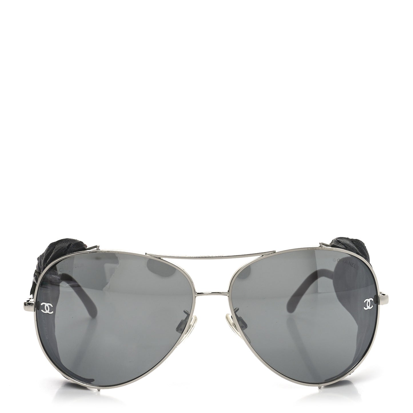 Titanium Lambskin CC Pilot Sunglasses 4192-Q-A Black