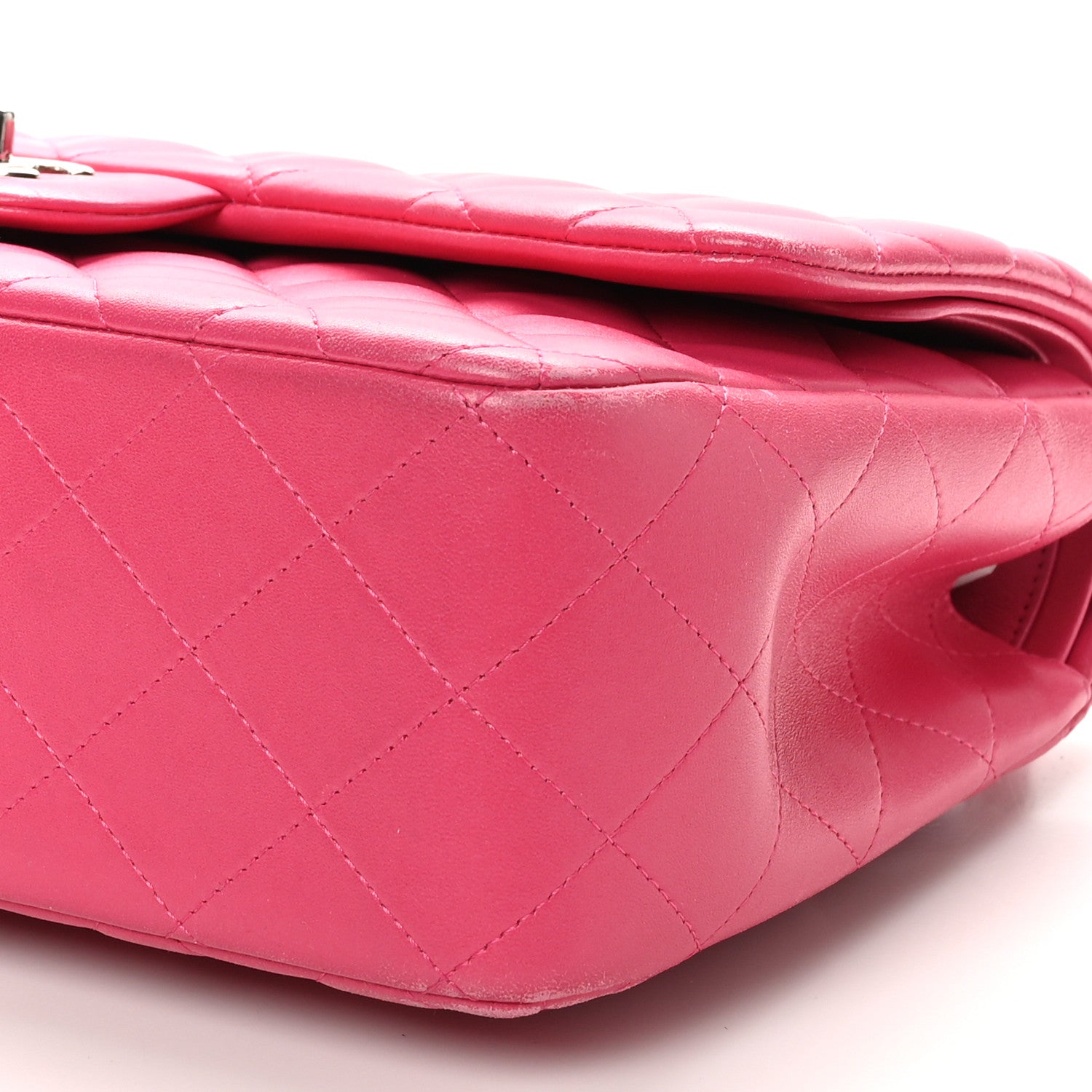 Chanel Lambskin Quilted Jumbo Double Flap Dark Pink 10 of 10