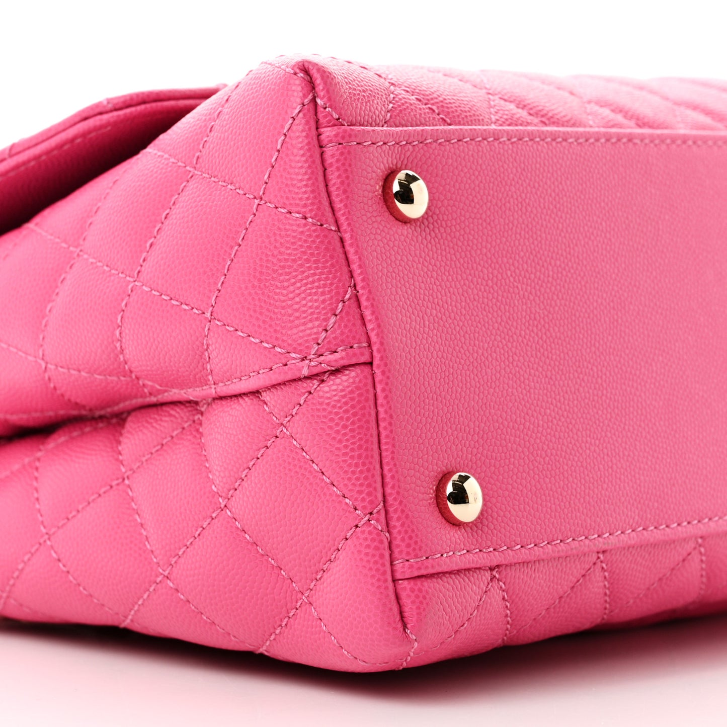 Caviar Quilted Small Coco Handle Flap Dark Pink