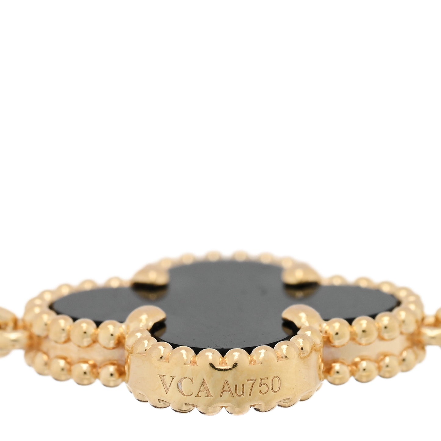 18K Yellow Gold Black Onyx 5 Motifs Vintage Alhambra Bracelet