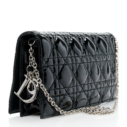 Christian Dior Patent Cannage Lady Dior Convertible Clutch Black 2 of 9