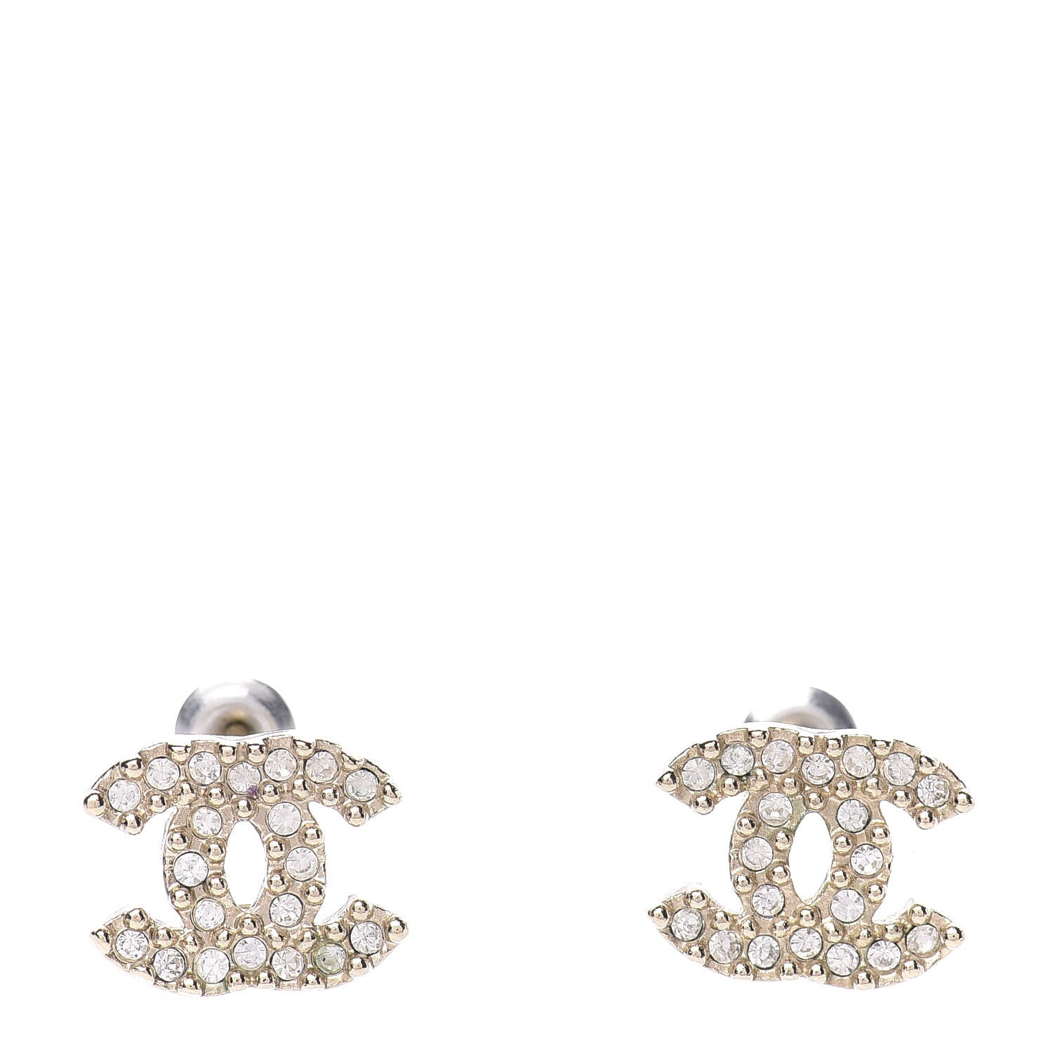Chanel Crystal CC Earrings Gold 1 of 4