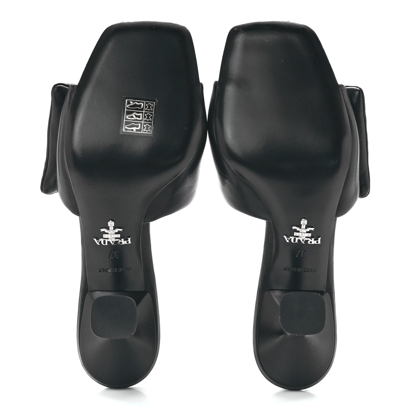 Nappa Soft Padded Metal Triangle Logo 65mm Slide Sandals 37 Black