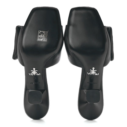 Prada Nappa Soft Padded Metal Triangle Logo 65mm Slide Sandals 37 Black 5 of 9