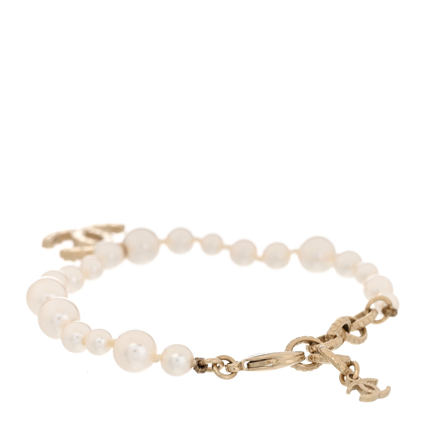 Pearl Crystal CC Bracelet Gold