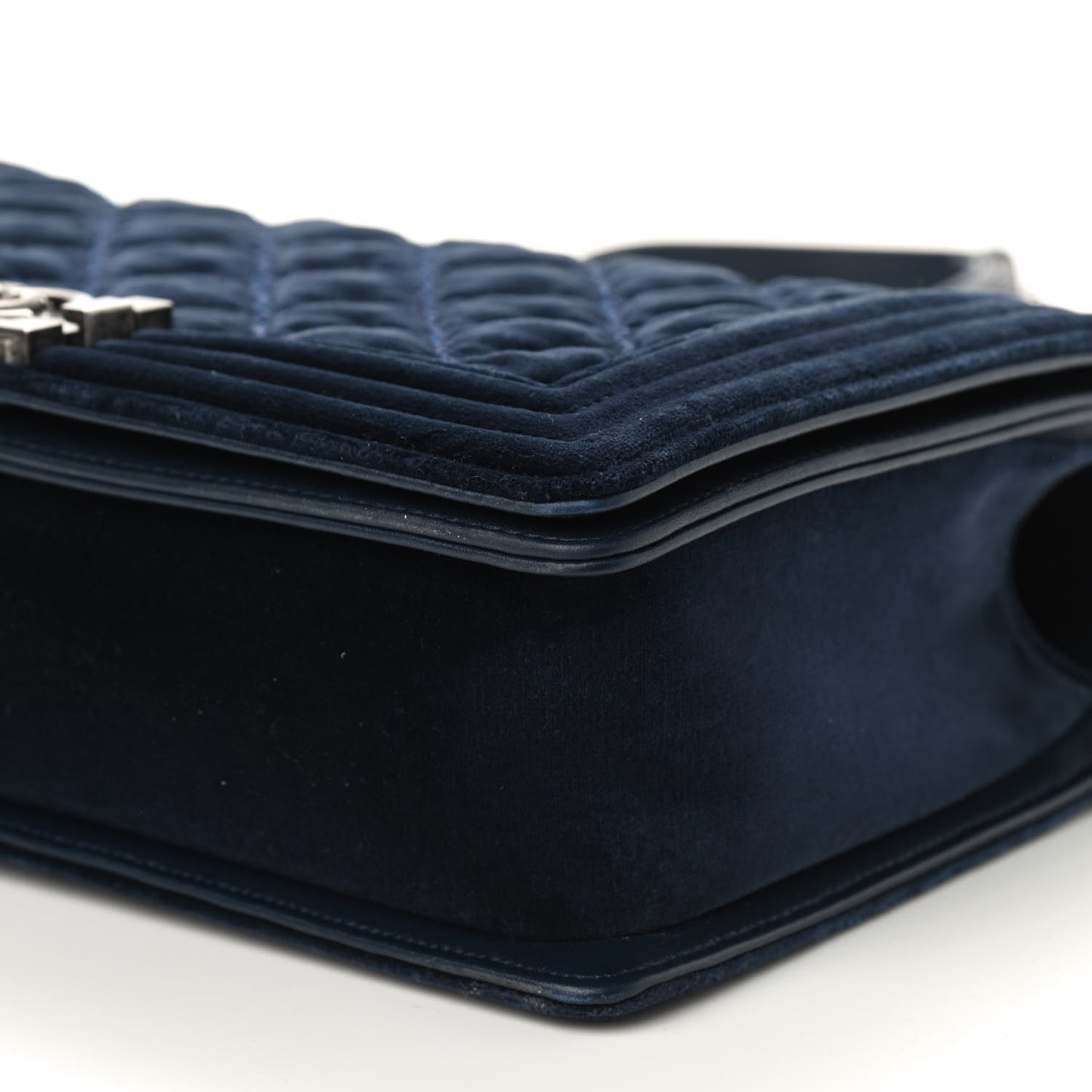 Velvet Tweed Quilted New Medium Boy Flap Dark Navy Blue