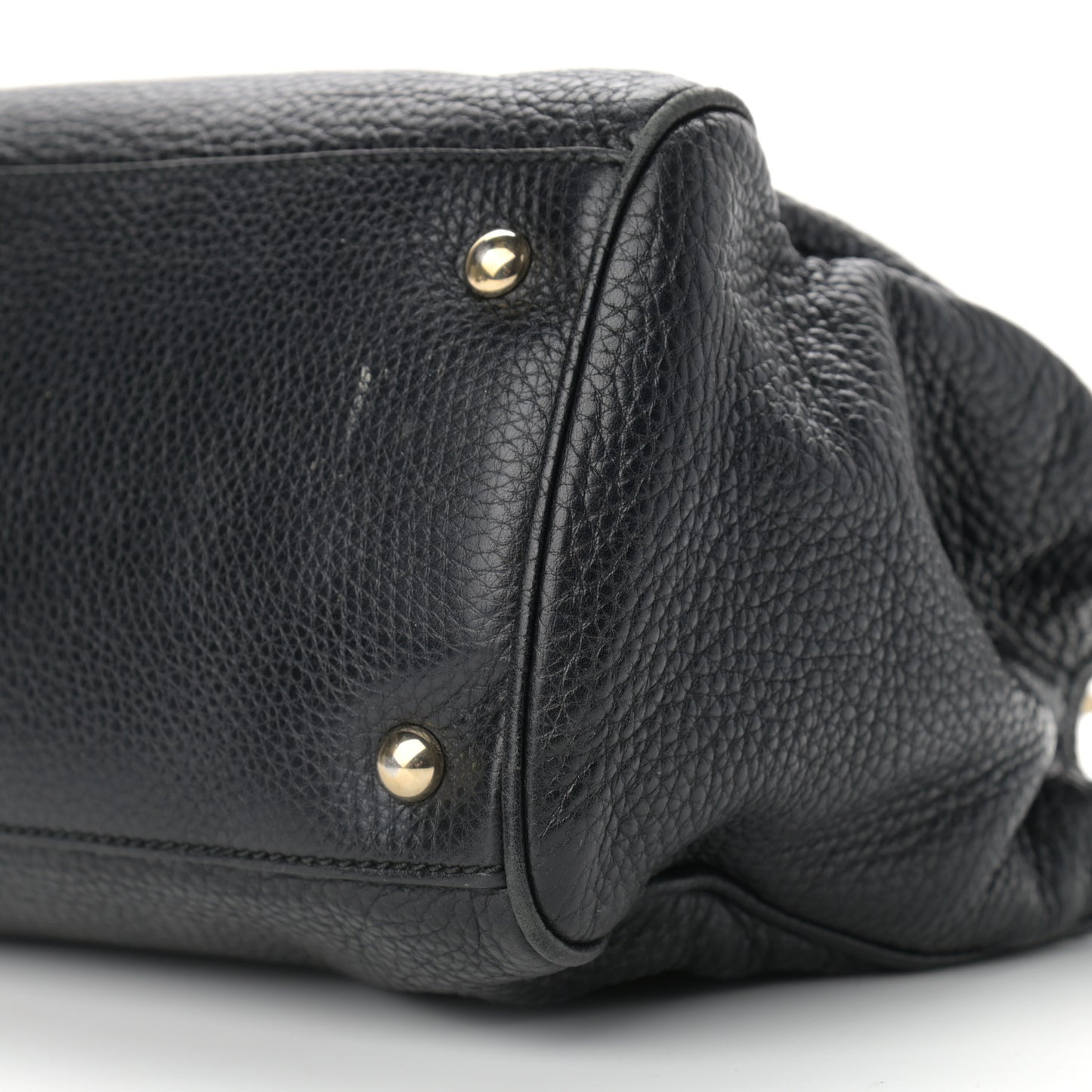 Pebbled Calfskin Medium Bamboo Shopper Tote Black
