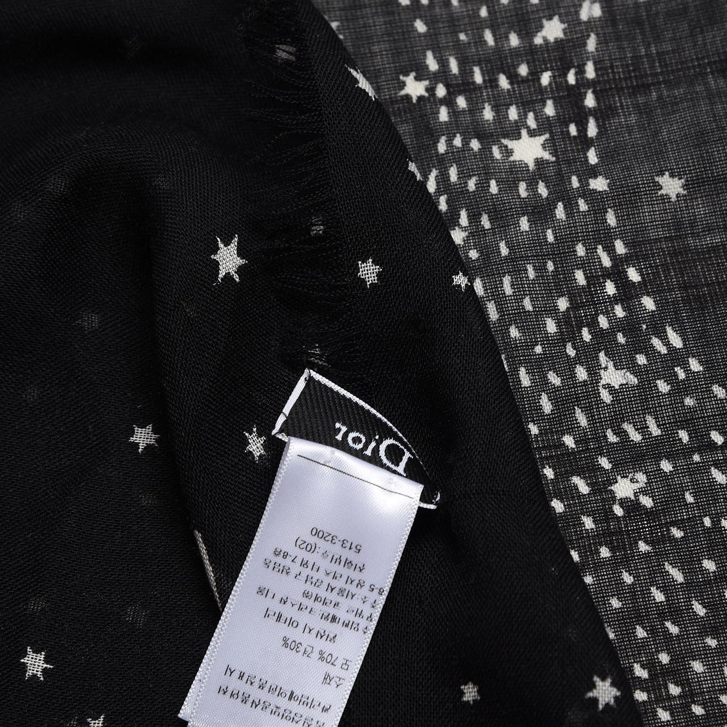 Wool Silk Astrological Sagittarius Constellation Scarf Stole Black