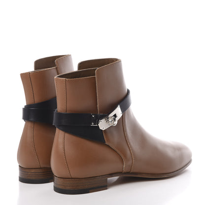 Hermes Calfskin Neo Low Boots 38 Taupe Black 4 of 7