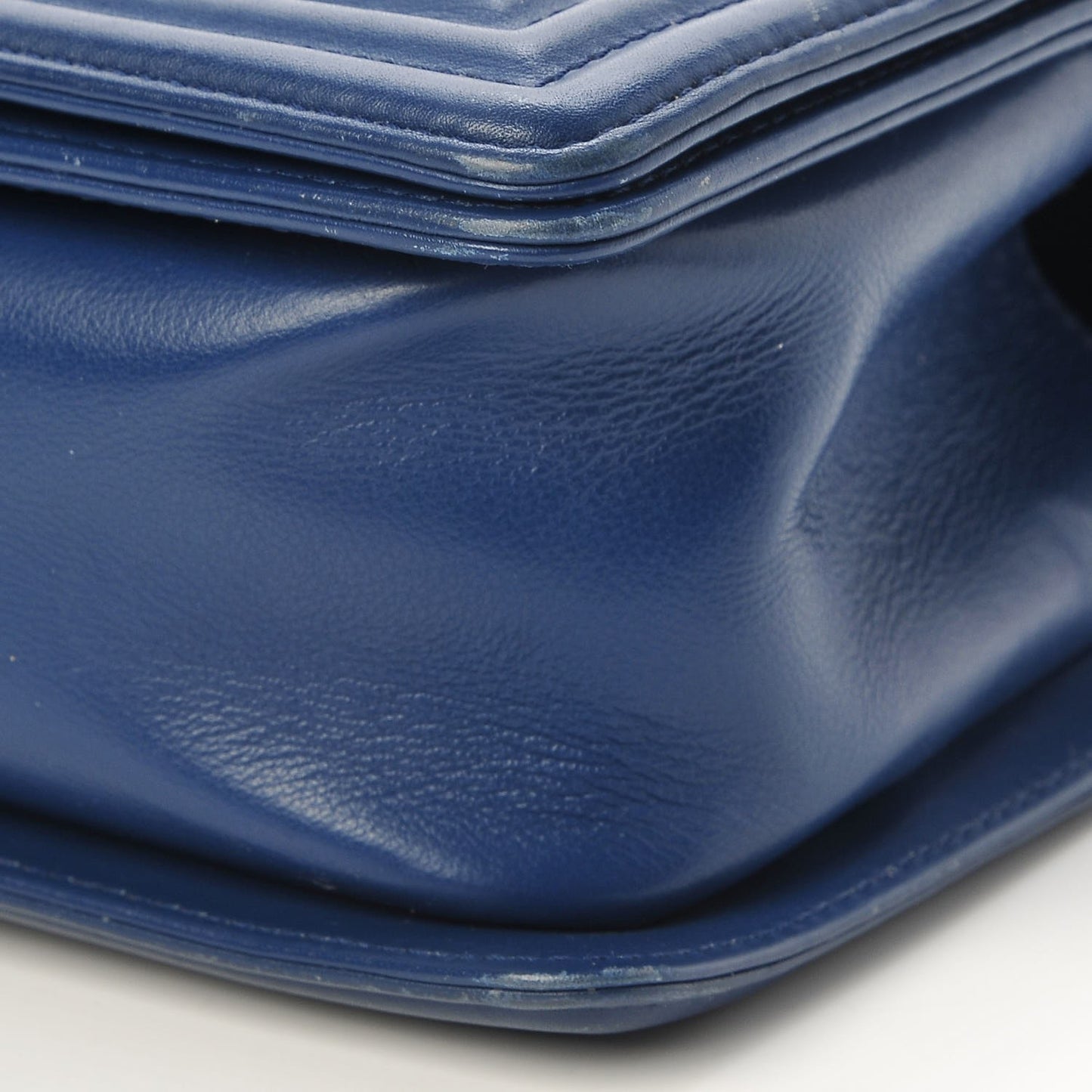 Calfskin Quilted Medium Boy Flap Blue
