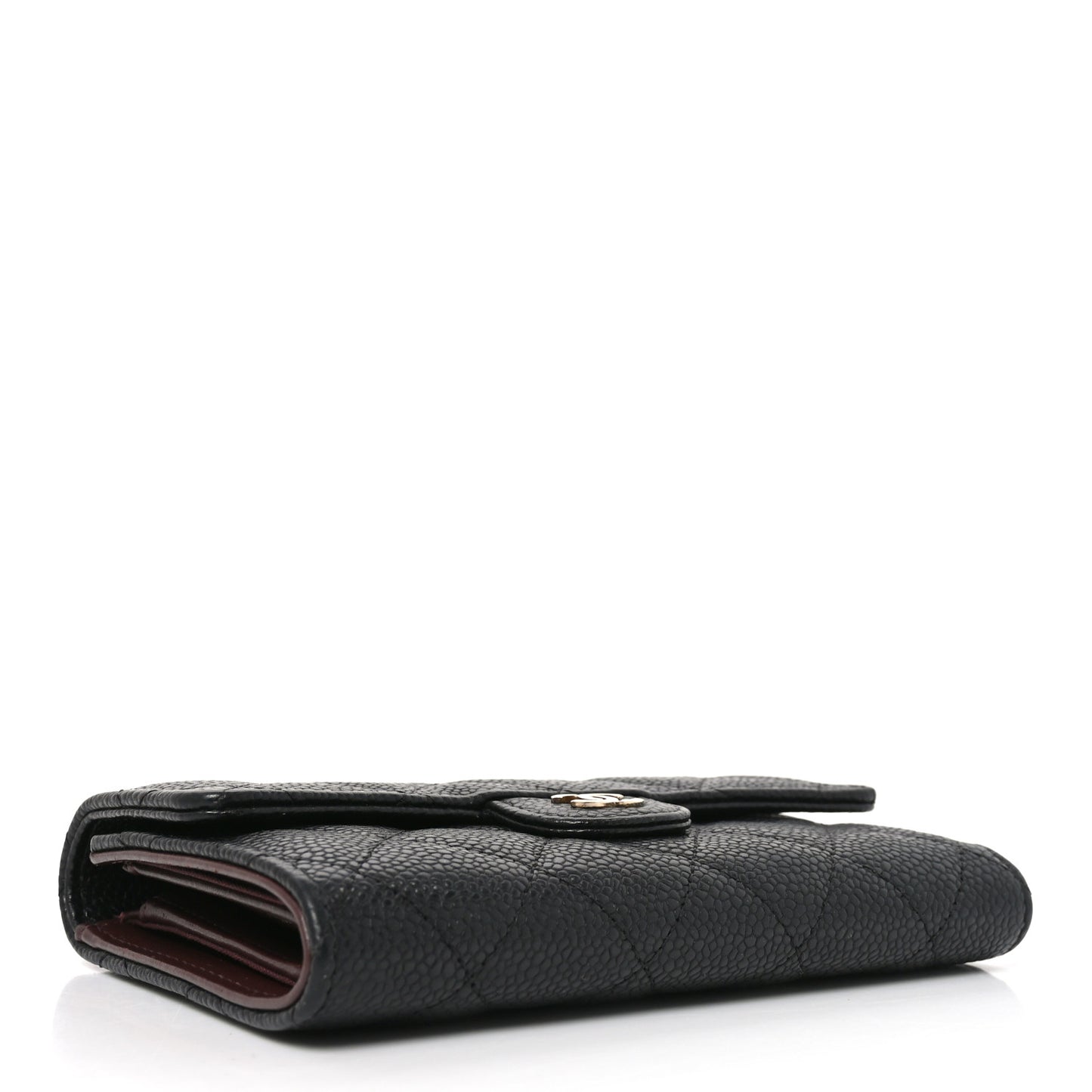 Caviar Quilted Medium Flap Wallet Black