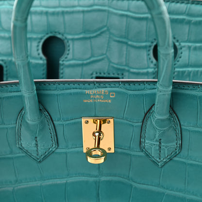Hermes Matte Alligator Birkin 25 Bleu Paon 6 of 11