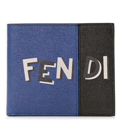 Fendi Vitello Elite Century Shadow Logo Bi-Fold Wallet Blue Neon Asfalto 1 of 7