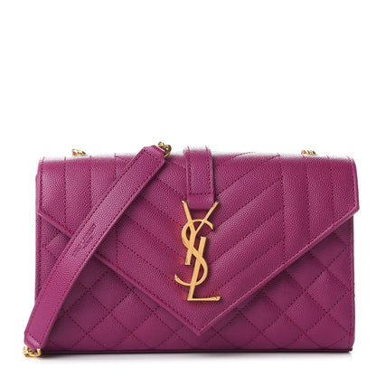 Saint Laurent Grain De Poudre Textured Mixed Matelasse Triquilt Small Monogram Satchel Dark Grape 1 of 10