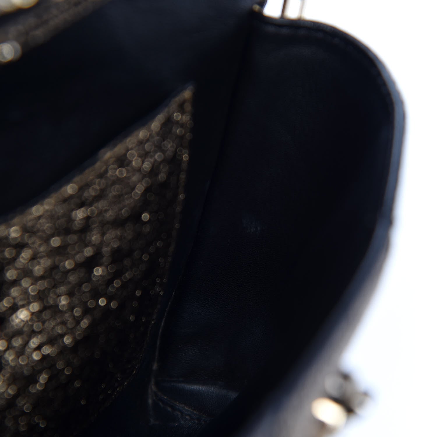 Valentino Garavani Metallic Calfskin V Rivet Chain Clutch Platinum 8 of 11