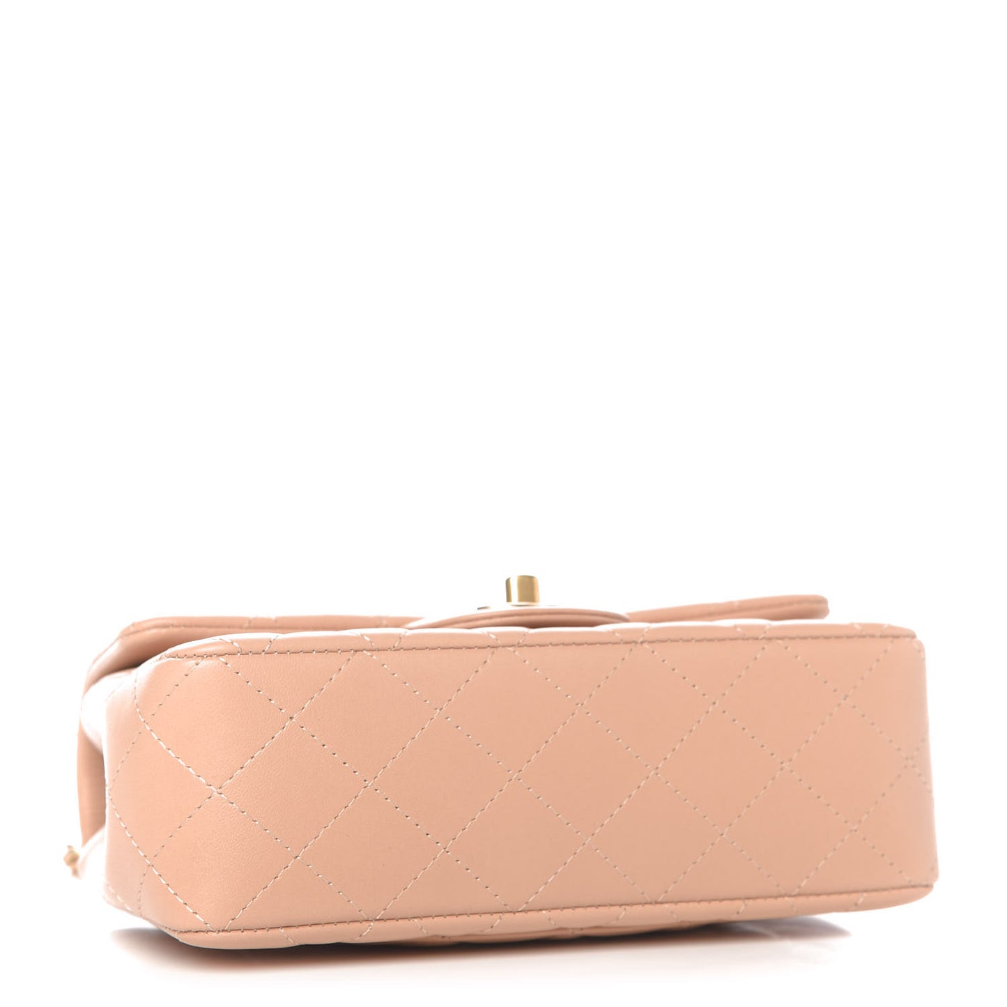 Lambskin Quilted Mini Top Handle Rectangular Flap Beige
