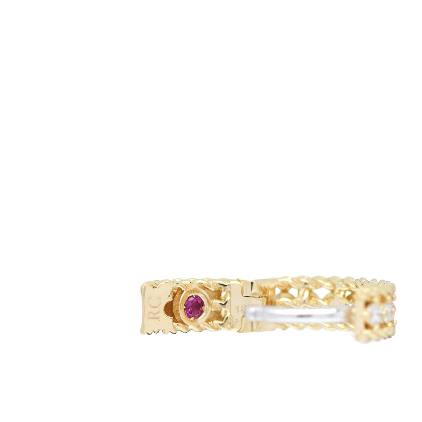18K Yellow Gold Diamond Symphony Braided Huggie Hoop Earrings