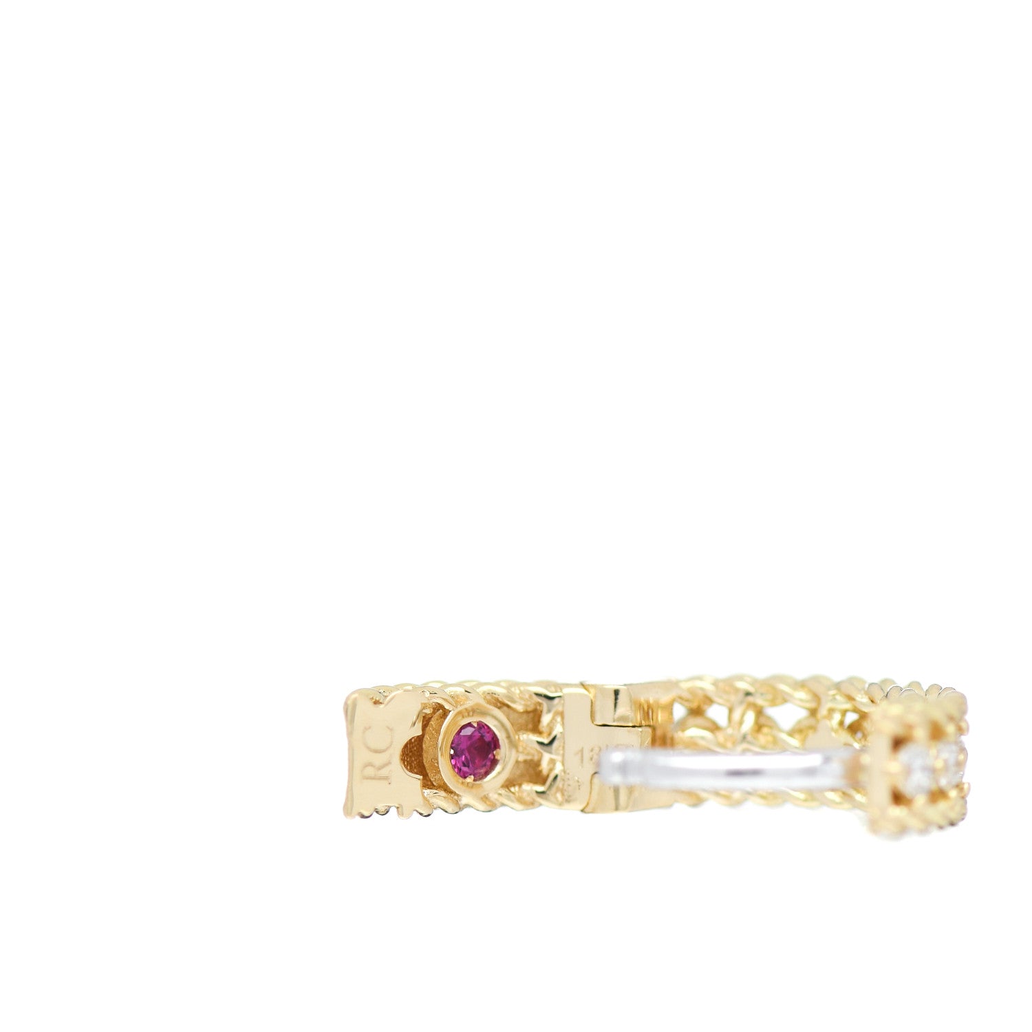 Roberto Coin 18K Yellow Gold Diamond Symphony Braided Huggie Hoop Earrings 4 of 4